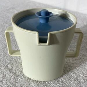 Vintage Tupperware Beige Creamer With Blue Lid